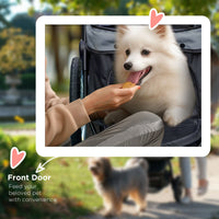 HKM-1644861 Gray 3-Wheel Pet Stroller for Small to Medium Dogs with Adjustable Canopy and Storage Basket