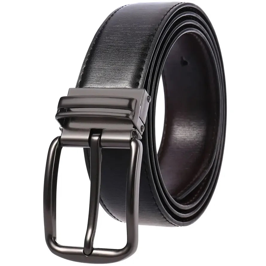 HKM-164499 Genuine Leather Men's Ratchet Belt with Customisable Pin Buckle - Model Ly35-3950-2