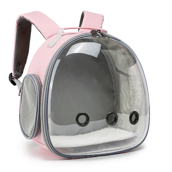 HKM-1645629 Transparent Pet Backpack Carrier for Small Animals - Ideal for Hamsters, Guinea Pigs, Rabbits, and More - Ventilated Design with Removable Support Pad - Multiple Color Options Available
