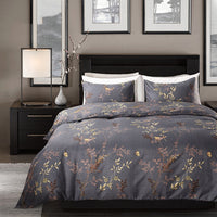 HKM-164563 Luxury Three-Piece Bedding Set with Geometric Duvet Cover and Pillowcases in Polyester