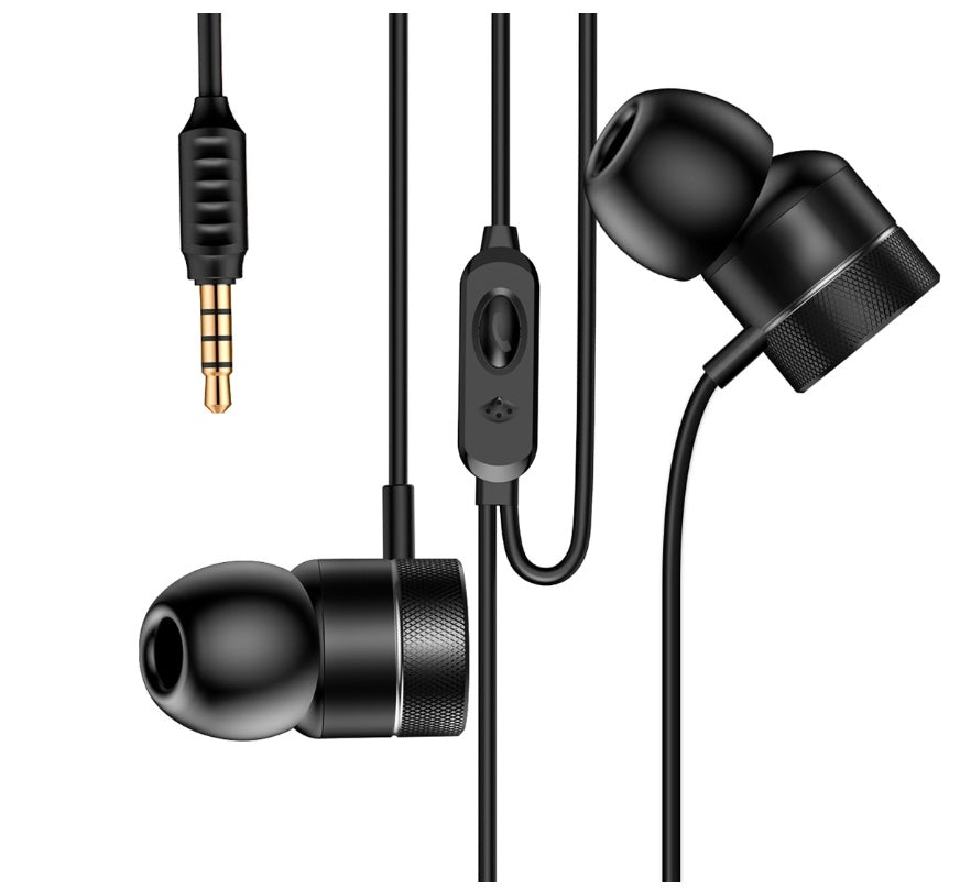 HKM-164691 Ergonomic Wired 3.5mm Stereo Headset with Metal Design for iPhone, Galaxy, Huawei, and More