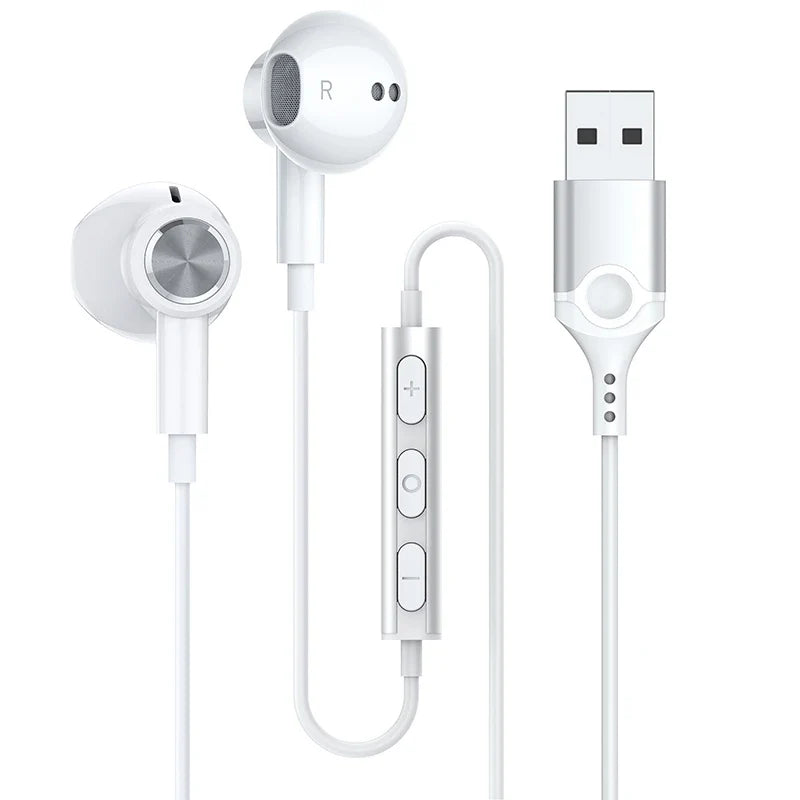 HKM-164691 Wired USB Magnetic Earphones with Microphone for HiFi Stereo Gaming and Noise Cancelling