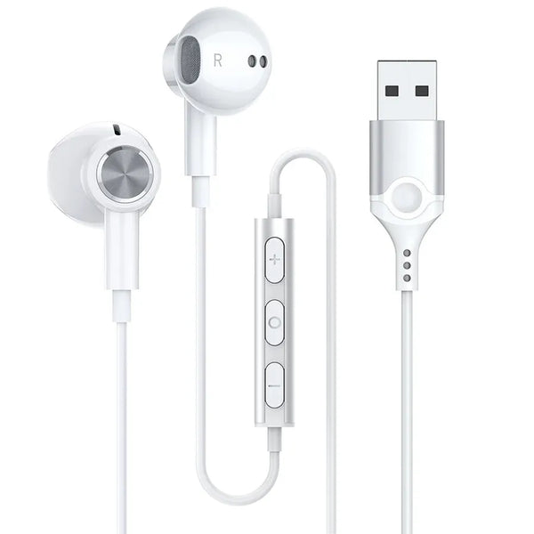 HKM-164691 Wired USB Magnetic Earphones with Microphone for HiFi Stereo Gaming and Noise Cancelling
