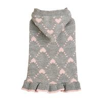 HKM-1647165 Cute Winter Knit Small Dog Sweater Hoodie with Heart Design