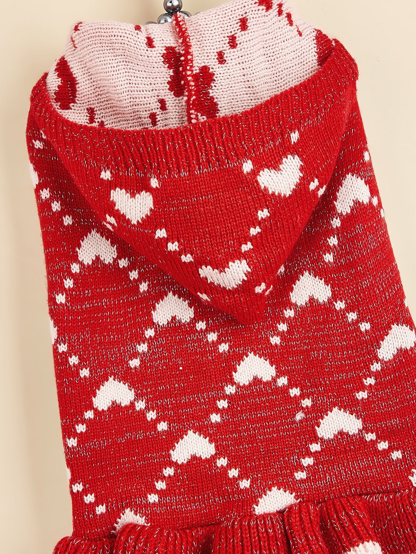 HKM-1647165 Cute Winter Knit Small Dog Sweater Hoodie with Heart Design
