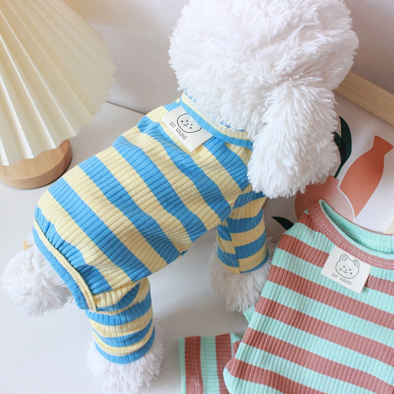 HKM-1647549 Thin Cotton Four-Legged Pet Clothes for Spring and Summer in Stripes