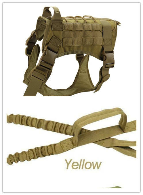 HKM-1648445 Tactical Dog Vest for Large Breeds, Waterproof K9 Chest Strap in Black and Military Colors