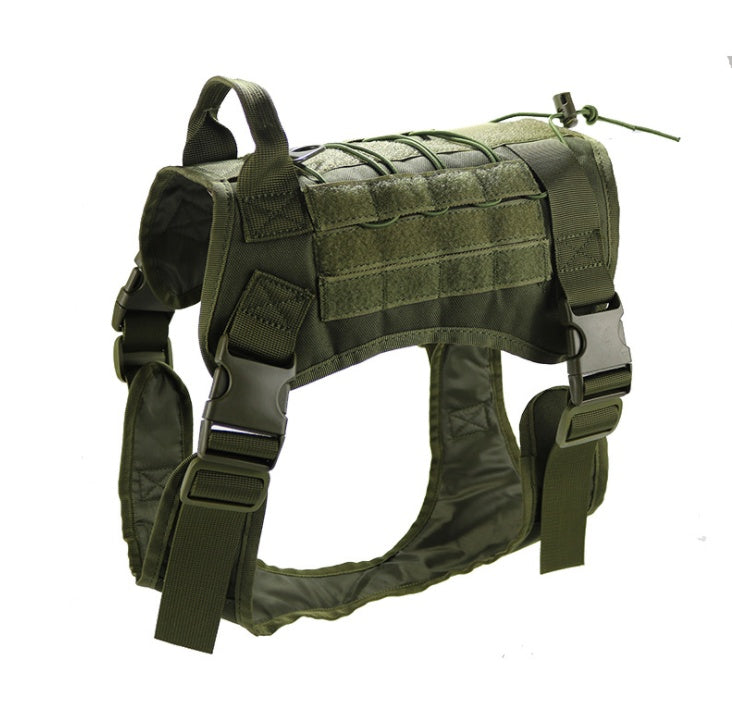 HKM-1648445 Tactical Dog Vest for Large Breeds, Waterproof K9 Chest Strap in Black and Military Colors