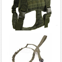 HKM-1648445 Tactical Dog Vest for Large Breeds, Waterproof K9 Chest Strap in Black and Military Colors