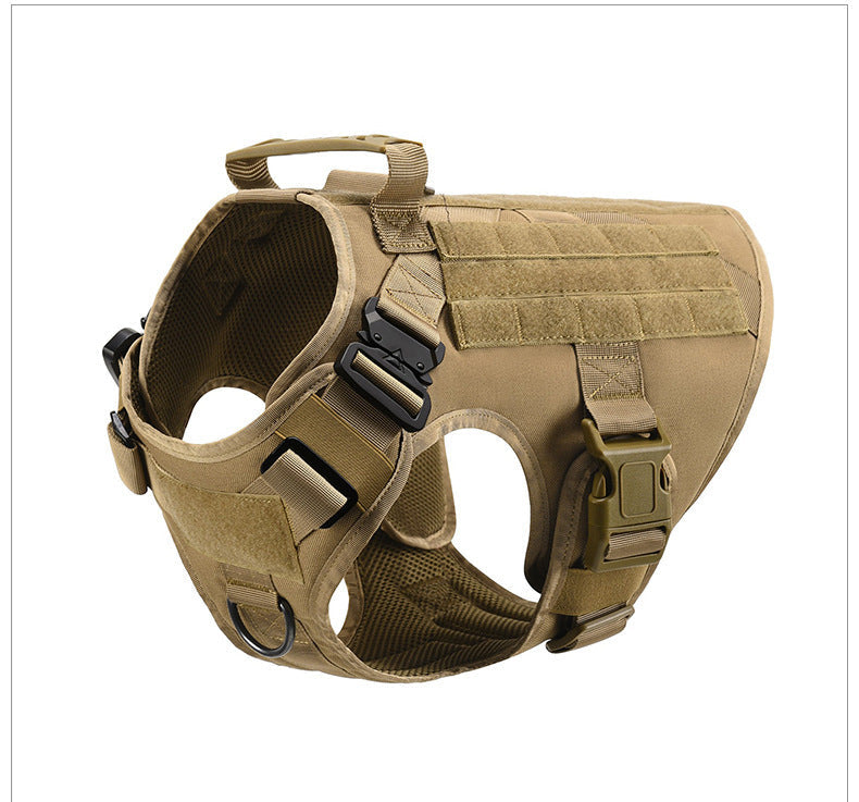 HKM-1648445 Tactical Dog Vest for Large Breeds, Waterproof K9 Chest Strap in Black and Military Colors