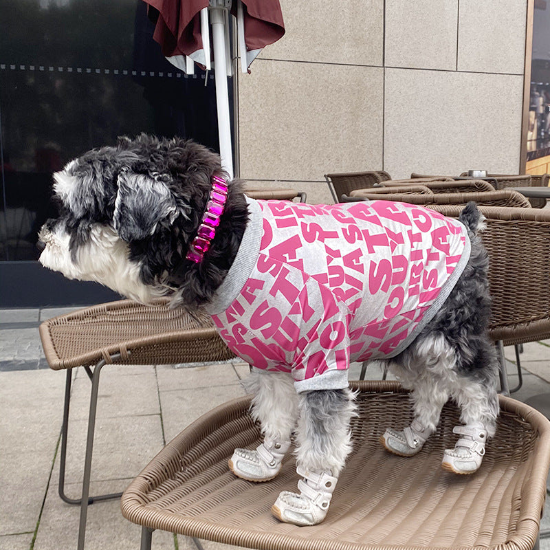 HKM-1649725 Dog Tide Spring Summer T-shirt for Pets ¨C Polyester, Rose Red & Yellow, Sizes S-XL