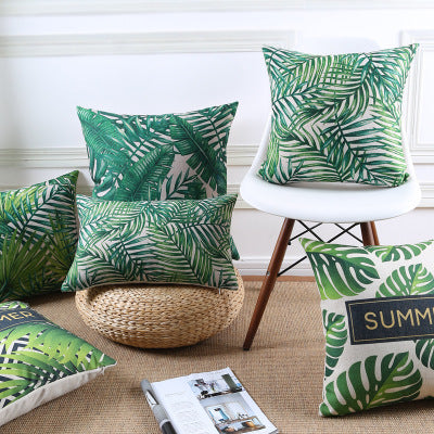 HKM-165011 Tropical Rainforest Printed Throw Pillow Cover - 45x45 CM, Modern Minimalist Design