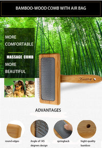 HKM-1650749 Bamboo Airbag Comb for Effortless Floating Hair Removal - 15.2 x 11.8 cm