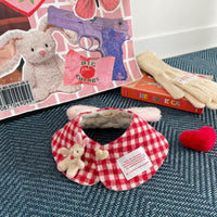 HKM-1651133 Plaid Cotton Polyester Cape Cloak for Dogs and Cats - Universal Pet Scarf with Saliva Towel Feature