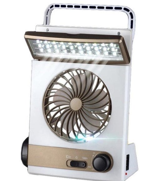 HKM-165139 Solar Charging Multi-Function Camping Light with Fan and Flashlight Features