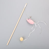HKM-1652413 Funny Cat Stick with Flexible Elastic Rope and Bird Bell - Lightweight Wooden Toy for Playtime Fun