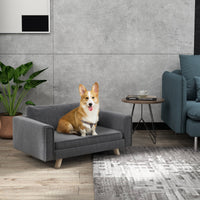 HKM-1653565 Cozy Raised Dog Sofa with Removable Cushion and Stable Wood Legs