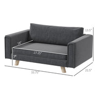 HKM-1653565 Cozy Raised Dog Sofa with Removable Cushion and Stable Wood Legs