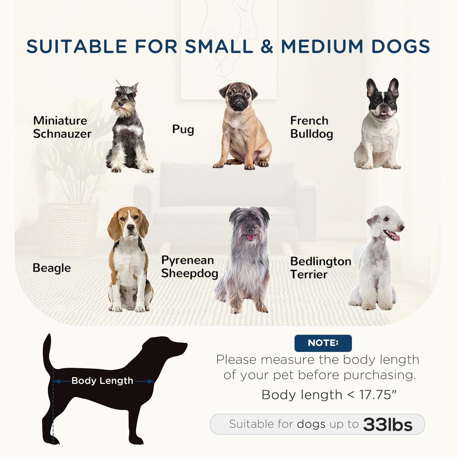 HKM-1653565 Cozy Raised Dog Sofa with Removable Cushion and Stable Wood Legs