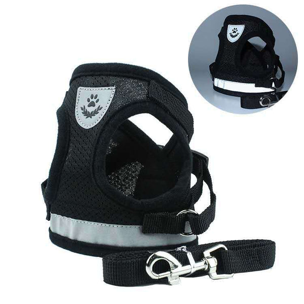 HKM-1654205 Reflective Lightweight Mesh Dog Harness with Adjustable Velcro and Traction Belt