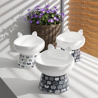 HKM-1655101 Ceramic Anti-Overturning Double Bowl for Pets, 300ml Capacity, Easy to Clean