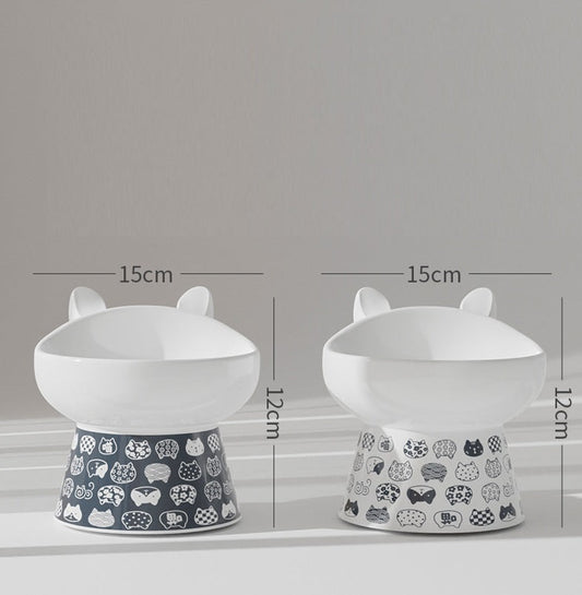 HKM-1655101 Ceramic Anti-Overturning Double Bowl for Pets, 300ml Capacity, Easy to Clean