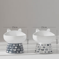 HKM-1655101 Ceramic Anti-Overturning Double Bowl for Pets, 300ml Capacity, Easy to Clean