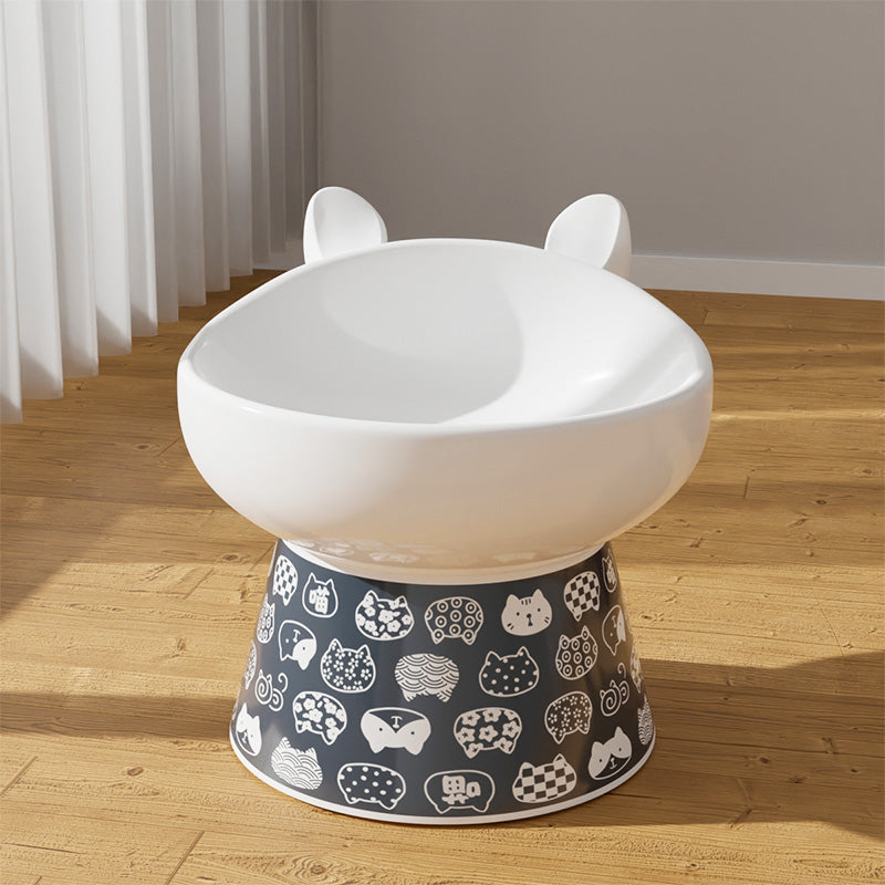 HKM-1655101 Ceramic Anti-Overturning Double Bowl for Pets, 300ml Capacity, Easy to Clean