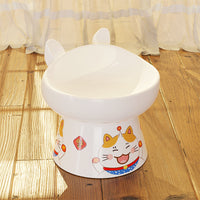 HKM-1655101 Ceramic Anti-Overturning Double Bowl for Pets, 300ml Capacity, Easy to Clean