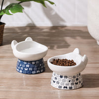 HKM-1655101 Ceramic Anti-Overturning Double Bowl for Pets, 300ml Capacity, Easy to Clean