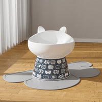 HKM-1655101 Ceramic Anti-Overturning Double Bowl for Pets, 300ml Capacity, Easy to Clean