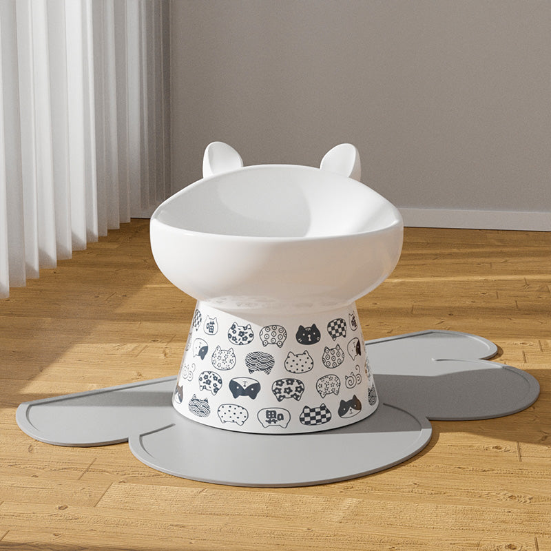 HKM-1655101 Ceramic Anti-Overturning Double Bowl for Pets, 300ml Capacity, Easy to Clean