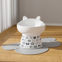 HKM-1655101 Ceramic Anti-Overturning Double Bowl for Pets, 300ml Capacity, Easy to Clean