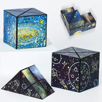 HKM-165523 Infinity Cube Fidget Toy for Stress Relief - Shape Shifting Magic Puzzle - Ages 2 and Up - Dark Blue/Black