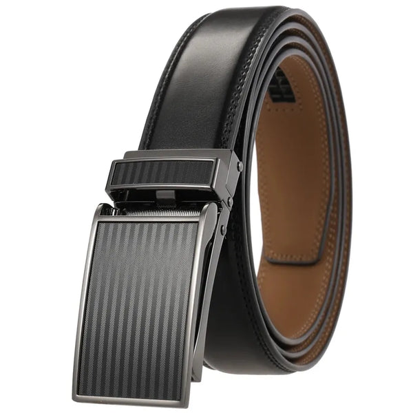 HKM-165651 Men's Custom Leather Automatic Buckle Belt with Alloy Closure - Model LY33-0222-1