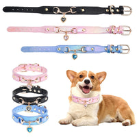 HKM-1656893 Rhinestone PU Leather Dog Collar for Small Breeds in Pink, Black, and Blue