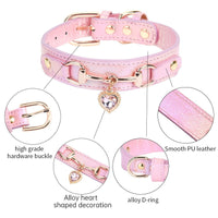 HKM-1656893 Rhinestone PU Leather Dog Collar for Small Breeds in Pink, Black, and Blue