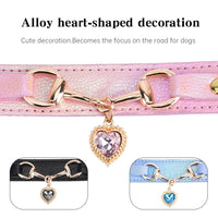 HKM-1656893 Rhinestone PU Leather Dog Collar for Small Breeds in Pink, Black, and Blue