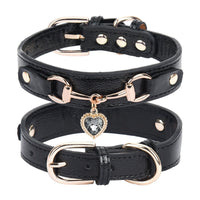 HKM-1656893 Rhinestone PU Leather Dog Collar for Small Breeds in Pink, Black, and Blue