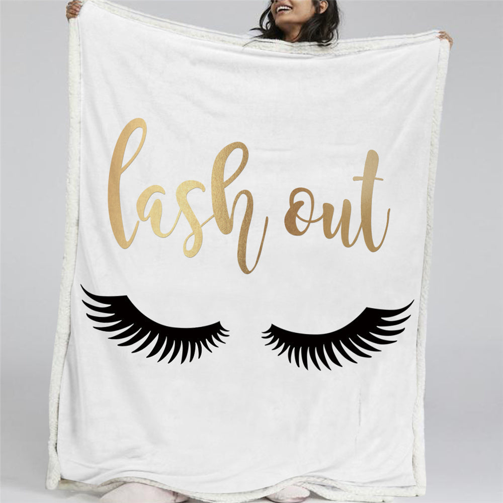 HKM-165779 Thick Double Layer Geometric Wool Velvet Air-conditioning Quilt Blanket 150x200 cm
