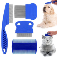 HKM-165843 Stainless Steel Pet Flea Comb Set - 4-Piece Durable Grooming Tools