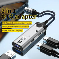 HKM-165843 Universal 3-in-1 OTG Adapter for USB Type-C and USB 3.0 Data Transfer and Charging for Smartphones and Laptops