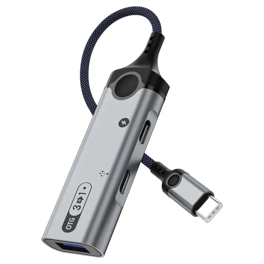 HKM-165843 Universal 3-in-1 OTG Adapter for USB Type-C and USB 3.0 Data Transfer and Charging for Smartphones and Laptops
