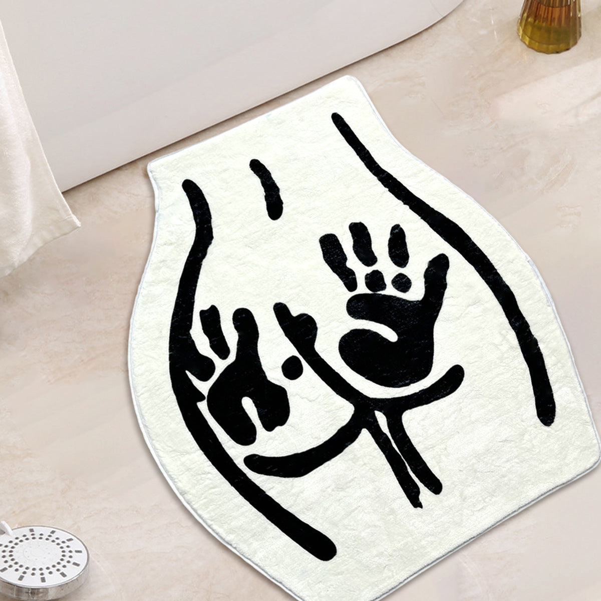 HKM-165843 White Polyester Fiber Alien Design Carpet for Bathroom and Bedroom - 60x70cm