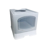 HKM-1658557 Fully Enclosed Plus-Sized Folding Cat Litter Box in Blue, Pink, or Gray - Durable ABS PP Material