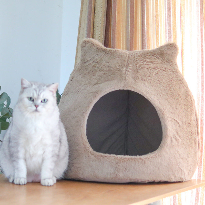 HKM-1658941 Cozy Cat Nest for Autumn and Winter ¨C Removable, Washable, Semi-Closed Design with Cat Ears, Universal for All Seasons