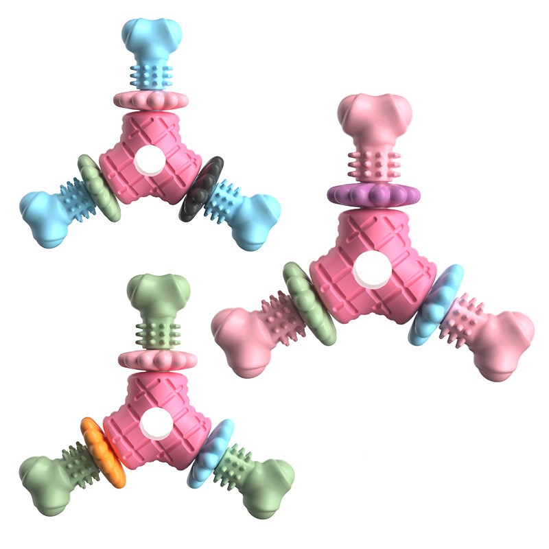 HKM-1661501 Durable TPR Triangle Dog Toy for Biting and Grinding - Multiple Colors Available