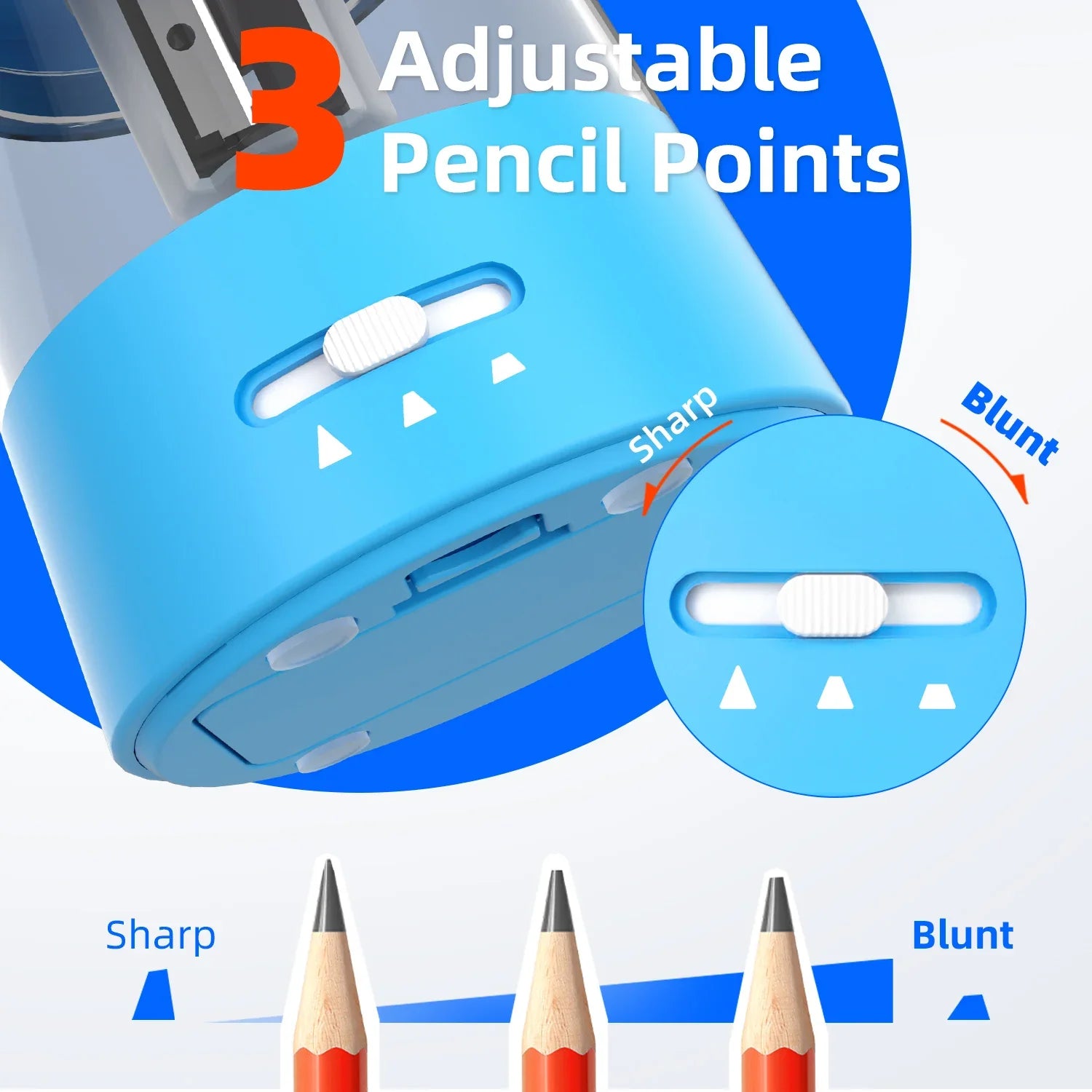 HKM-166227 Portable Battery-Powered Electric Pencil Sharpener with Multiple Sharpening Modes