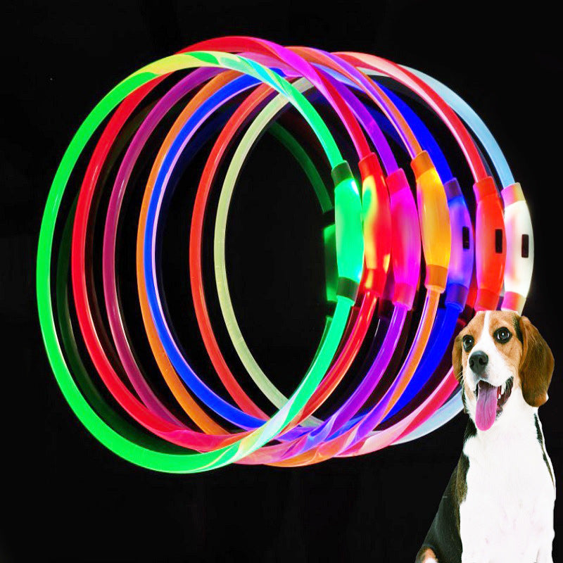 HKM-1662653 Shiny Anti-Lost Dog Collar with USB Charging - Available in Multiple Colors