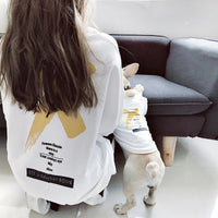 HKM-1663037 Casual Cotton T-Shirt for Adult Dogs and Cats in Black and White
